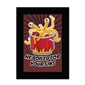 fsm flying spaghetti monster he boiled for your sins refrigerator magnet - [3" x 2"]