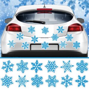 12 pcs winter snowflakes car magnet, car decoration magnets refrigerator magnet decals waterproof automotive magnet funny xmas decoration for garage door car refrigerator mailbox (blue)
