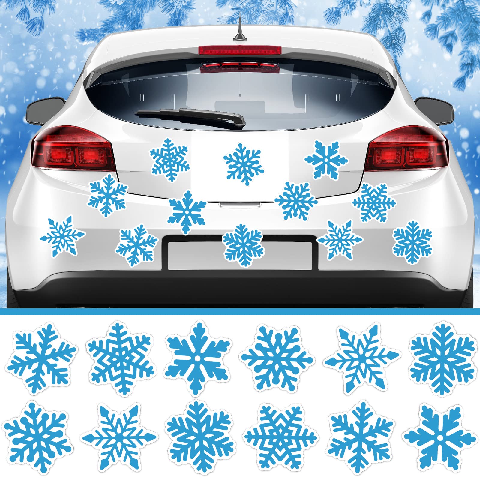 12 Pcs Winter Snowflakes Car Magnet, Car Decoration Magnets Refrigerator Magnet Decals Waterproof Automotive Magnet Funny Xmas Decoration for Garage Door Car Refrigerator Mailbox (Blue)