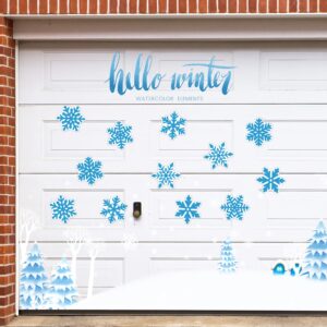 12 Pcs Winter Snowflakes Car Magnet, Car Decoration Magnets Refrigerator Magnet Decals Waterproof Automotive Magnet Funny Xmas Decoration for Garage Door Car Refrigerator Mailbox (Blue)