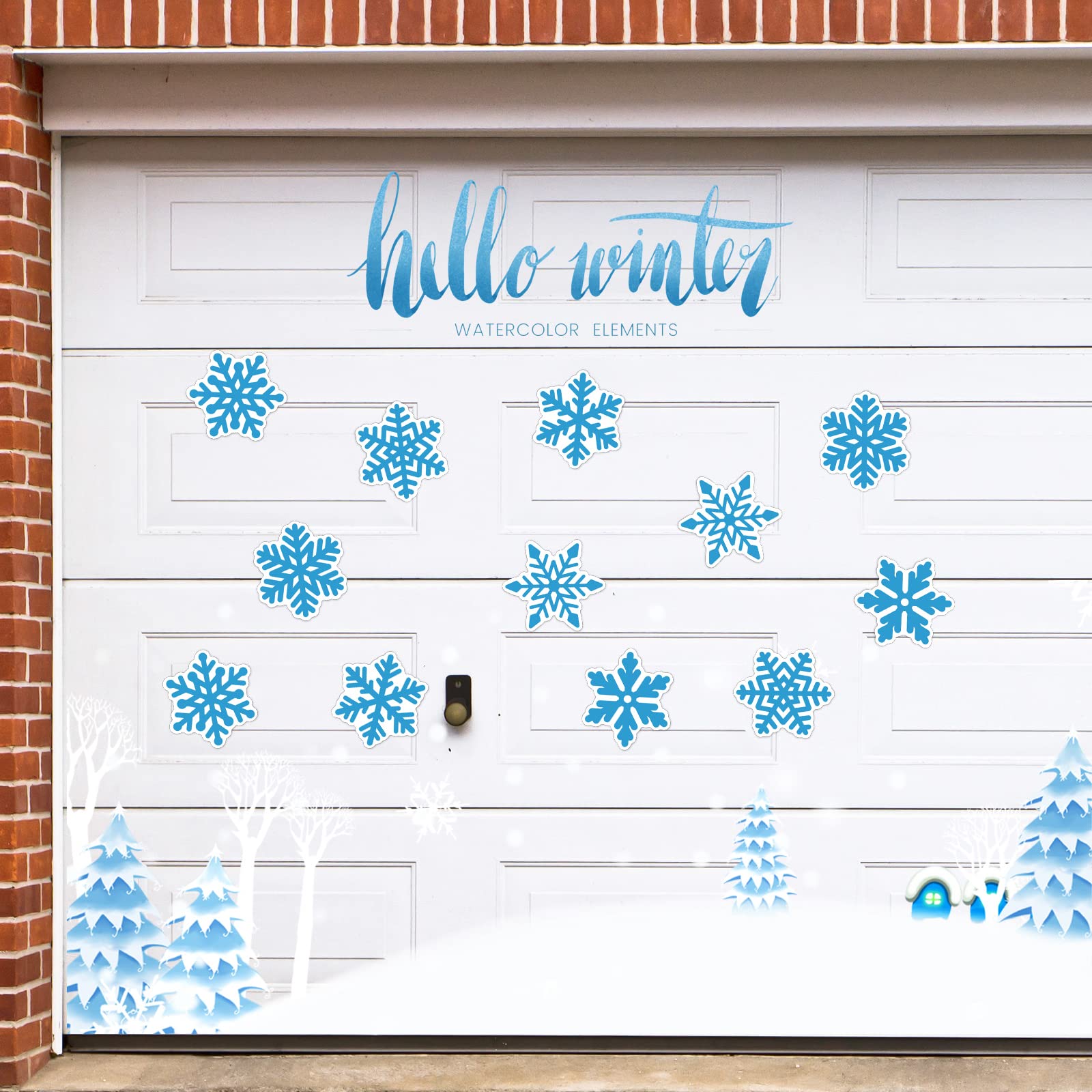 12 Pcs Winter Snowflakes Car Magnet, Car Decoration Magnets Refrigerator Magnet Decals Waterproof Automotive Magnet Funny Xmas Decoration for Garage Door Car Refrigerator Mailbox (Blue)