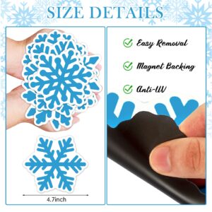 12 Pcs Winter Snowflakes Car Magnet, Car Decoration Magnets Refrigerator Magnet Decals Waterproof Automotive Magnet Funny Xmas Decoration for Garage Door Car Refrigerator Mailbox (Blue)