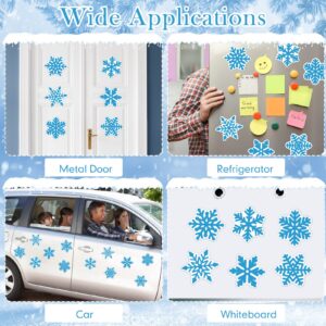 12 Pcs Winter Snowflakes Car Magnet, Car Decoration Magnets Refrigerator Magnet Decals Waterproof Automotive Magnet Funny Xmas Decoration for Garage Door Car Refrigerator Mailbox (Blue)