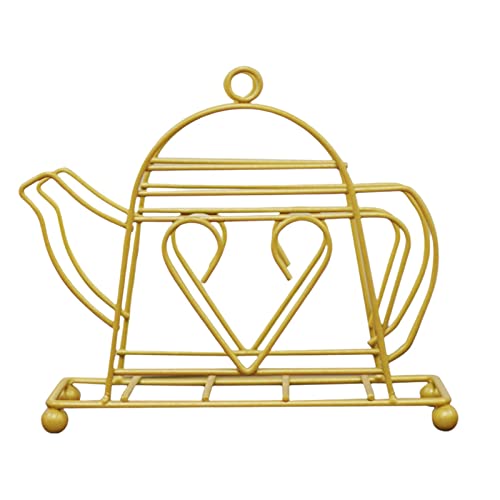 Gold Napkin Holder For Kitchen Dining Table, Standing Upright Metal Paper Napkin Holders, Creative Teapot Design Tissue Dispenser Home Farmhouse Tabletop Decoration