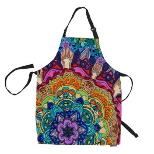 hgod designs mandala kitchen apron,colorful mandala art design bib aprons for home cooking gardening adjustable neck for women men,adult size