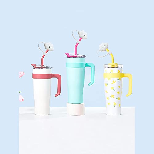 Cloud Straw Tips Covers, Food Grade Reusable Silicone Straw Tip,cute Straw Covers Plugs,Soft Straws Plugs for 6-8 mm,Anti-dust (White 4pcs)