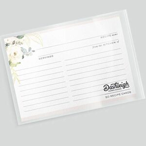 50 Floral Recipe Cards with Gold Foil from Dashleigh, 4x6 inches, Double-Sided