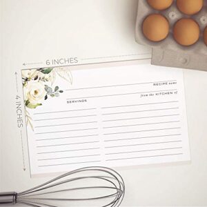 50 Floral Recipe Cards with Gold Foil from Dashleigh, 4x6 inches, Double-Sided