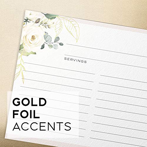 50 Floral Recipe Cards with Gold Foil from Dashleigh, 4x6 inches, Double-Sided