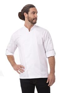 chef works men's lansing chef coat, white, medium