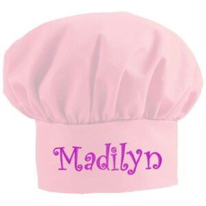 THE APRONPLACE Personalized Embroidered Add A Name Chef Hat - Adults & Kids Sizes - 12 Popular Colors - Great Gift Pink