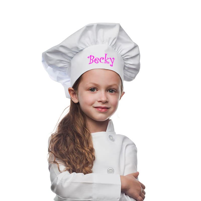 THE APRONPLACE Personalized Embroidered Add A Name Chef Hat - Adults & Kids Sizes - 12 Popular Colors - Great Gift Pink