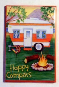 ahdelhsdg happy campers 2" x 3" fridge magnet vintage art gift retro camping camp camper c