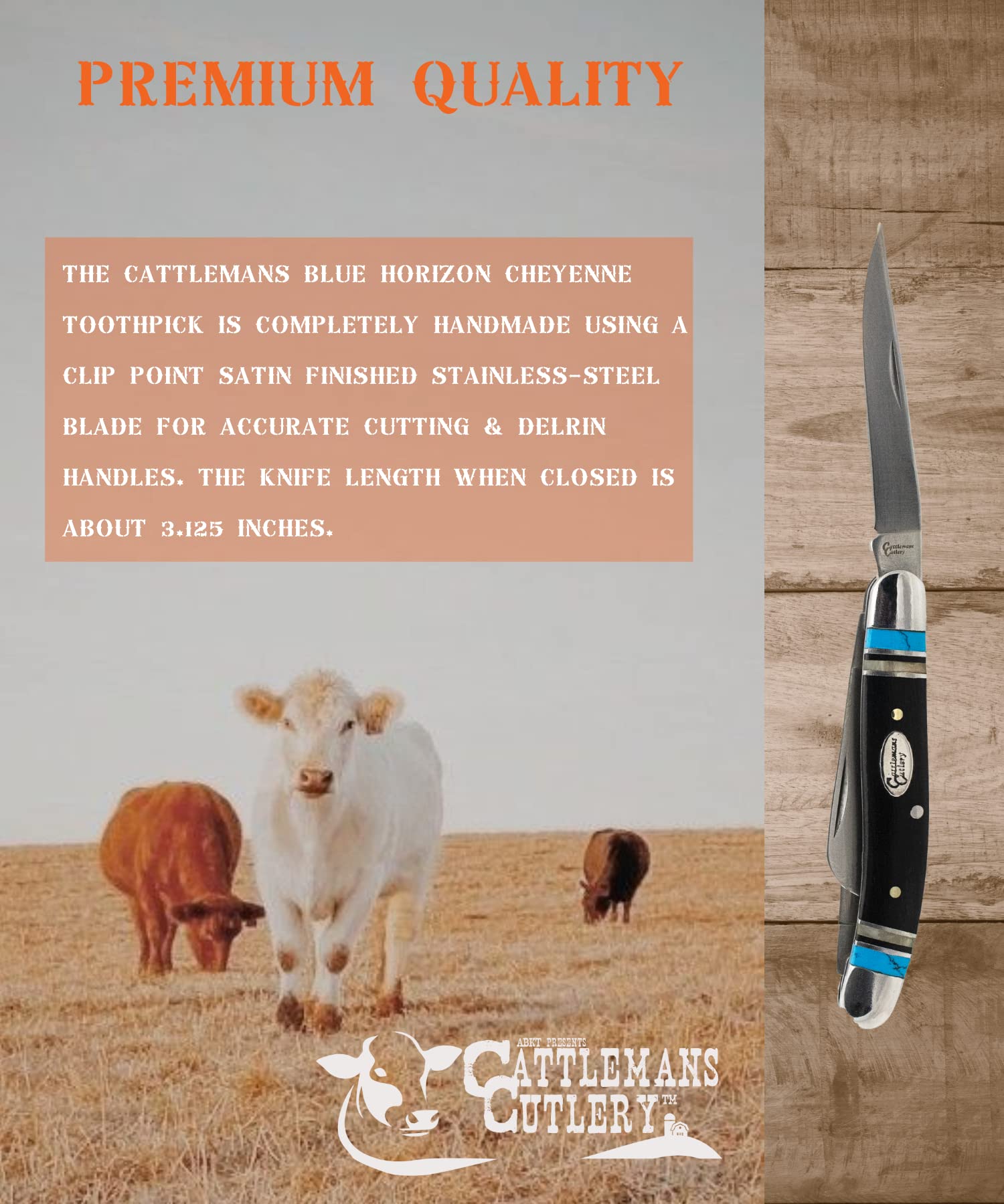 Cattlemans Cutlery Cheyenne Series Blue Horizon Toothpick Folding Pocket Knife