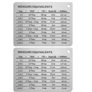 cabilock measurement conversion chart refrigerator magnet in stainless steel conversions for cups tablespoons teaspoons fluid oz and milliliters 2pcs