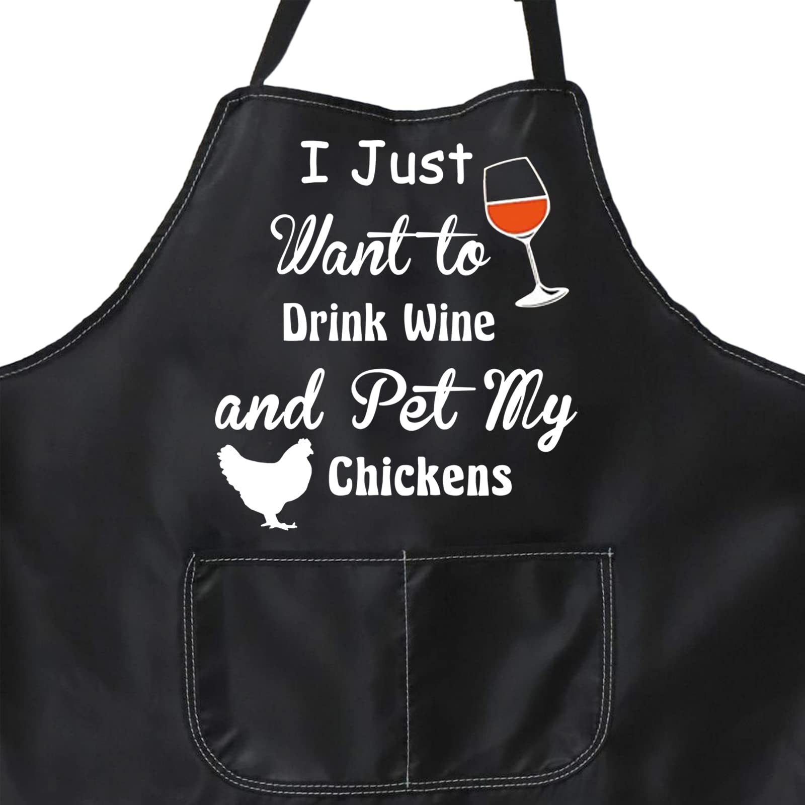 PXTIDY Chicken Aprons Chicken Lover Gifts I Just Want to Drink Wine and Pet My Chickens Farmhouse Backyard Kitchen Apron