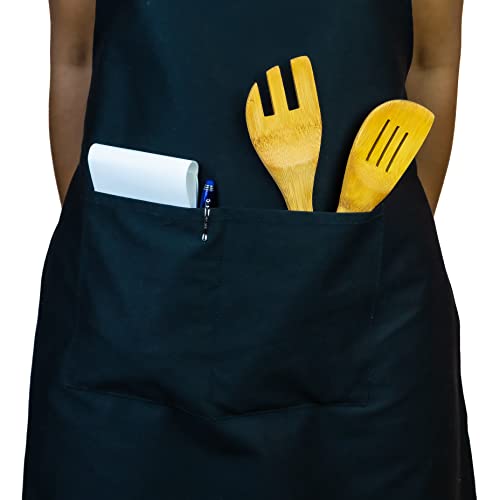 House 2 Home Reality 2-Pack Apron -Black 100% Cotton Apron | Aprons for Women with Pockets | Aprons for Men | Server Aprons |Waitress Apron | Chef Apron | Kitchen Apron | Aprons with Pockets