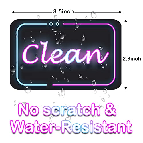 Kiterest Dishwasher Magnet Clean Dirty Sign Indicator- Double Sided with Bonus Magnetic Plate - Kitchen Dish Washer 3D Neon Light Clean Dirty Magnet for Dishwasher (neon)