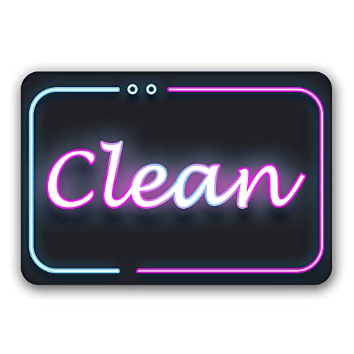 Kiterest Dishwasher Magnet Clean Dirty Sign Indicator- Double Sided with Bonus Magnetic Plate - Kitchen Dish Washer 3D Neon Light Clean Dirty Magnet for Dishwasher (neon)