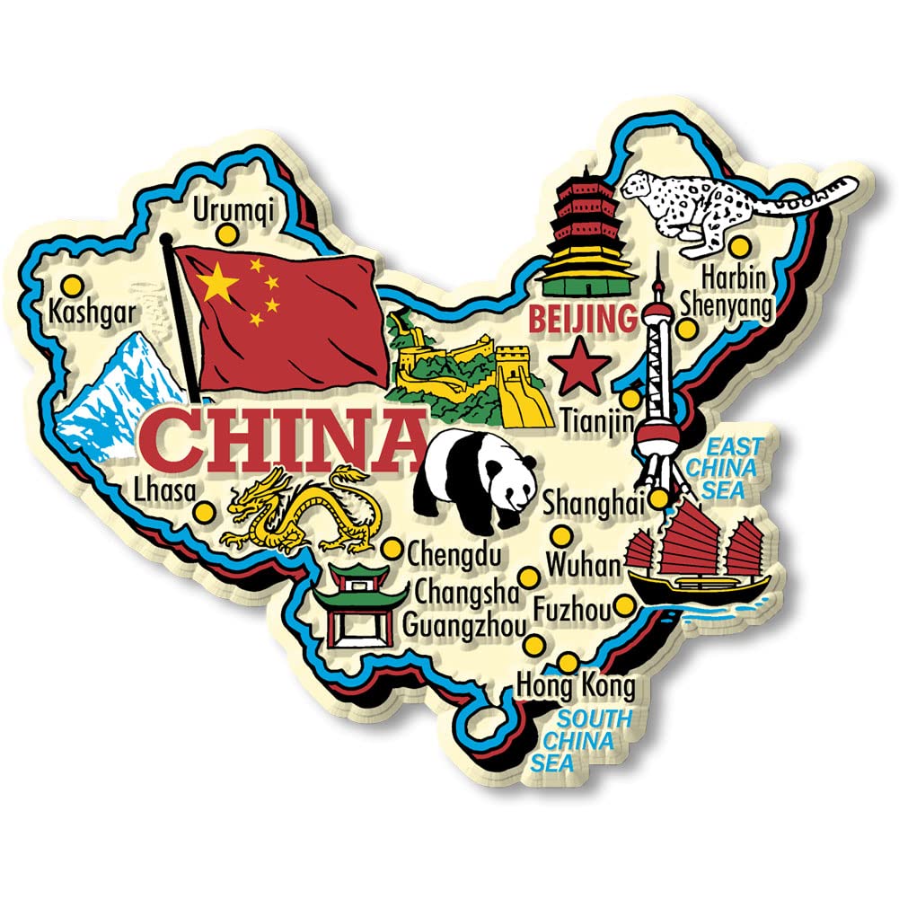 China Jumbo Country Map Magnet by Classic Magnets, Collectible Souvenirs Made in The USA