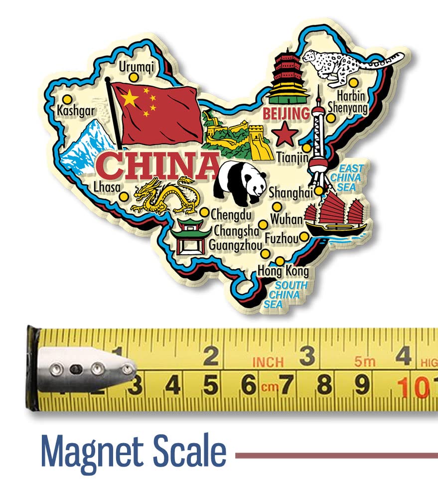 China Jumbo Country Map Magnet by Classic Magnets, Collectible Souvenirs Made in The USA