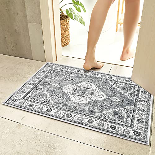 Area Rug 2X3 Door Mat Indoor Entrance Traditional Foldable Rug Soft Fuzzy Persain Pattern Rug Machine Washable Floor Carpet Non Slip Rug for Living Room Bedroom Bathroom Kitchen