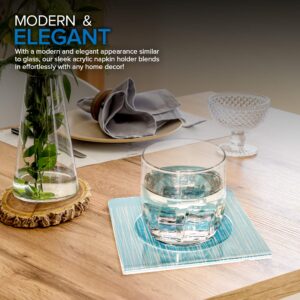 Modern Innovations Acrylic Napkin Holder (4 Count) - Crystal Clear Coasters with an Insert for Cocktail Napkins - Shatterproof and Water Resistant Coaster for Drinks