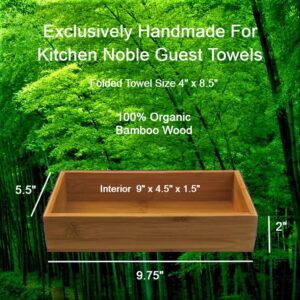Kitchen Noble Bamboo Guest Towel Holder (2 Pack, 9, 75”x 5, 25”x 2”) – Wooden Rectangle Napkin Tray Multipurpose Organizer Drop Box Ideal for Room, Dining Table, Kitchen Counter Drawers, Natural