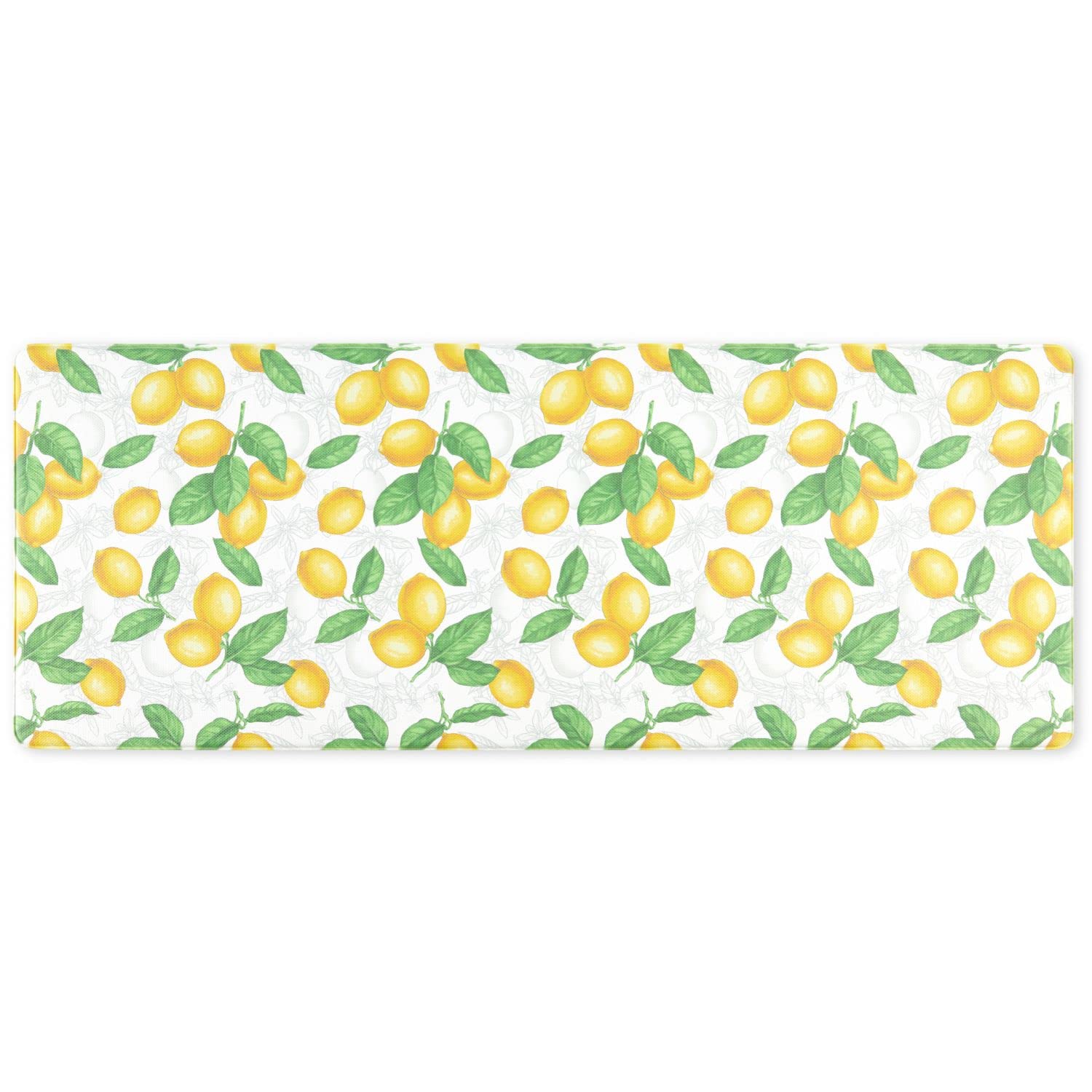 Martha Stewart Bloomfield Lots of Lemons Anti-Fatigue Kitchen Mat, White/Yellow, 18"x48"