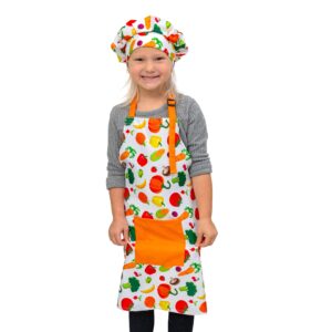 kids lovely apron and chef hat with adjustable neck strap for culinary cooking baking kitchen play gardening fun painting