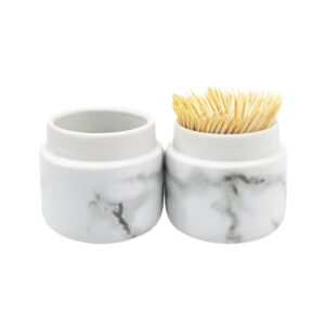 MASSJOY Nordic Creative Toothpick Holder Toothpick Box, Ceramic Home Living Room Cotton Swab Storage Tank, Marbled Toothpick Bucket.