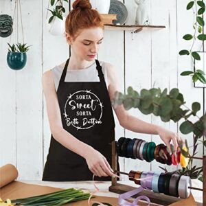 IDEAPRON Yellowstone TV Show Merchandise Gifts, Yellowstone Kitchen Aprons for Women, Sorta Sweet Sorta Beth Dutton Apron for Cooking Baking