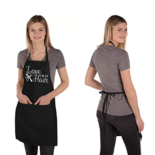 Saukore Hair Stylist Aprons for Women Men, Waterproof Hairdresser Smock Salon Apron with 2 Pockets, Pet Dog Grooming Apron - Cute Birthday Housewarming Gifts for Barbers