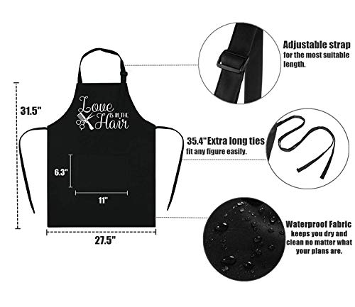 Saukore Hair Stylist Aprons for Women Men, Waterproof Hairdresser Smock Salon Apron with 2 Pockets, Pet Dog Grooming Apron - Cute Birthday Housewarming Gifts for Barbers
