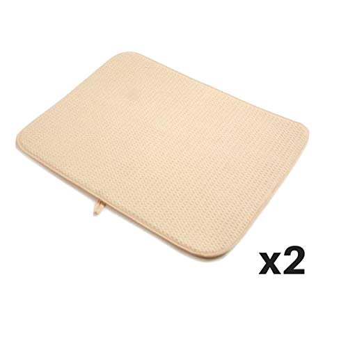 2 X Norpro 16" X 18" Durable Microfiber Dish Drying Mat Cream 359E