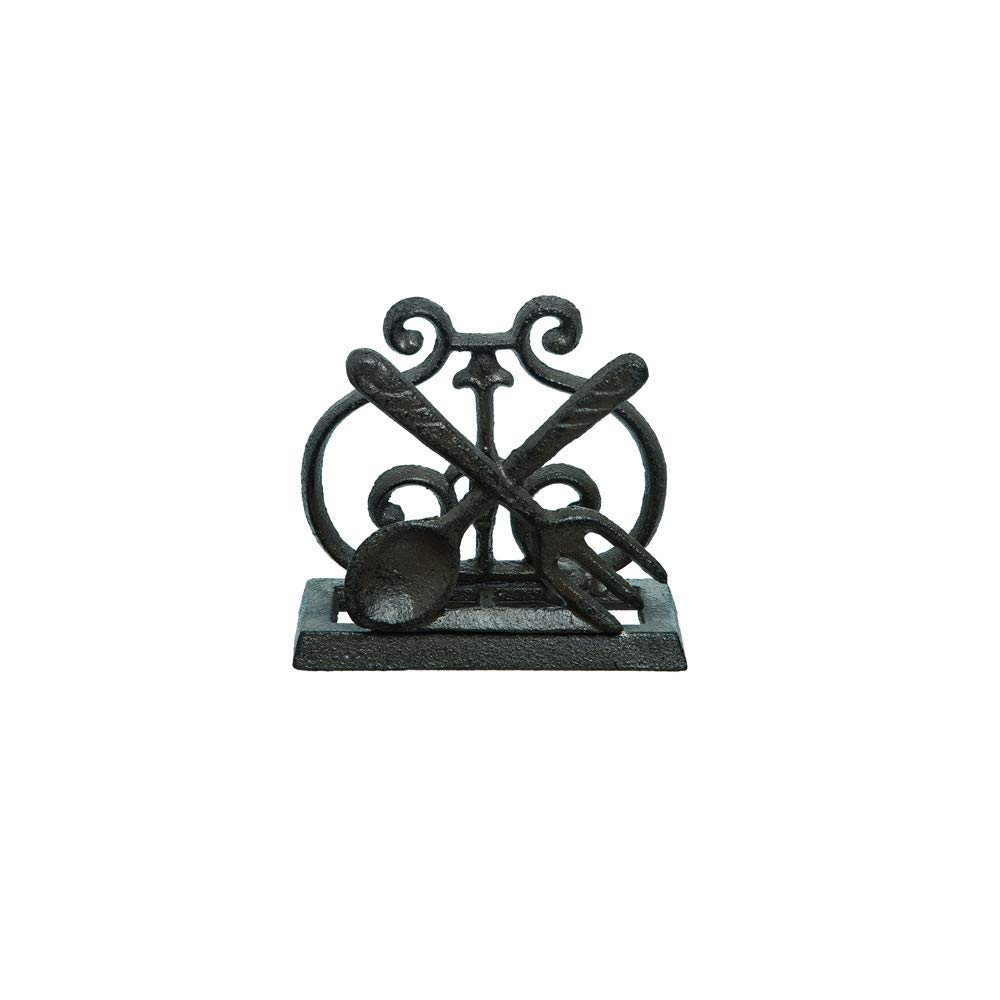 Transpac A6584 Fork and Spoon Napkin Holder, 5-inch Length, Cast Iron