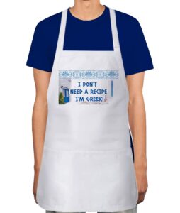 makoroni - i don't need a recipe i'm greek! greece greek apron adjustable kitchen chef apron with 2 pockets cooking baking, desi37