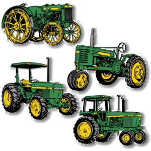 green & yellow tractor magnet setof 4 by classic magnets, collectible souvenirs made in the usa