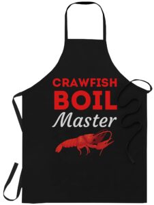 chef cook black cooking aprons- crawfish boil master cajun seafood festival cooking t-shirt black apron, one size fits all