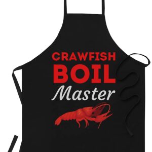 chef Cook Black Cooking Aprons- Crawfish Boil Master Cajun Seafood Festival Cooking T-Shirt Black Apron, One Size Fits All