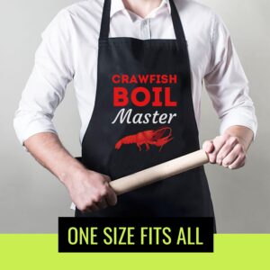 chef Cook Black Cooking Aprons- Crawfish Boil Master Cajun Seafood Festival Cooking T-Shirt Black Apron, One Size Fits All