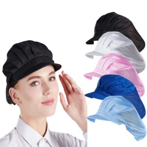 nanxson 5pcs chef hat elastic adjustable hair net breathable work cap for food service, kitchen, baking, cookingcf9082 (one size, combination color-a33)