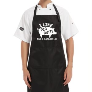 dyjybmy i like pig butts and i cannot lie funny bbq apron for men women, black adjustable waterproof cooking grilling apron gift for dad mom husband wife, gifts for birthday, christmas, thanksgiving