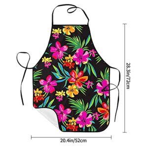 MuMuYun Hawaiian Colorful Flower Kitchen Apron, Kitchen Cooking Aprons with Pockets Aprons for Men Women, 20W x 28L