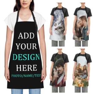 personalized apron for women custom add your own name text logo photo chef kitchen aprons waterproof cooking adjustable tie apron great household gifts for bbq grill baking unisex