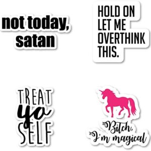 Not Today Satan Magnet, Hold On Let Me Over Think This Magnet, Treat Yo Self Magnet, Unicorn I'm Magical Magnet - Magnets Car Refrigerator Metal Sign Magnetic Vinyl 5"