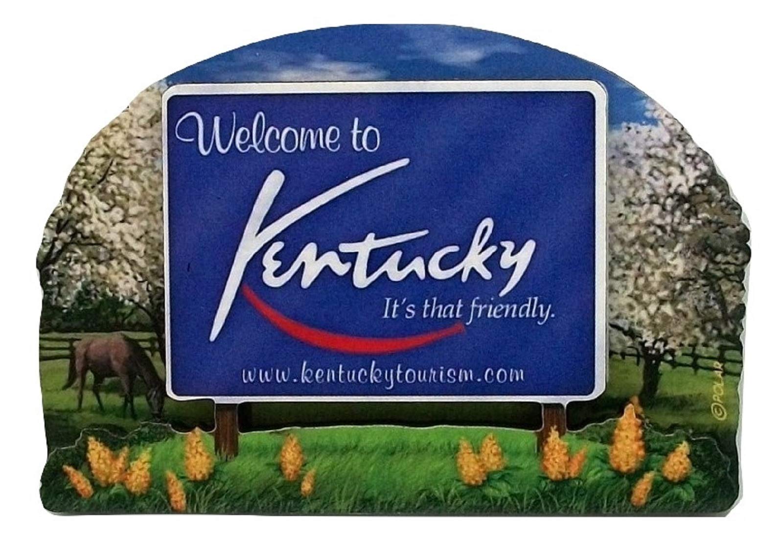 Kentucky State Welcome Sign Wood Fridge Magnet 2