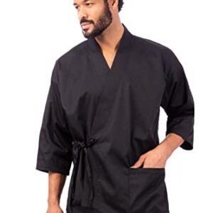 Chef Works Men's Sushi Chef Coat, Black, Small/Medium