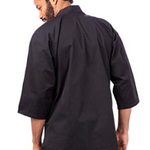 Chef Works Men's Sushi Chef Coat, Black, Small/Medium