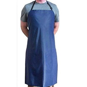 tuff apron blue heavy duty waterproof with neck adjuster durable long kitchen dishwashing bib 41" x 27" pvc vinyl